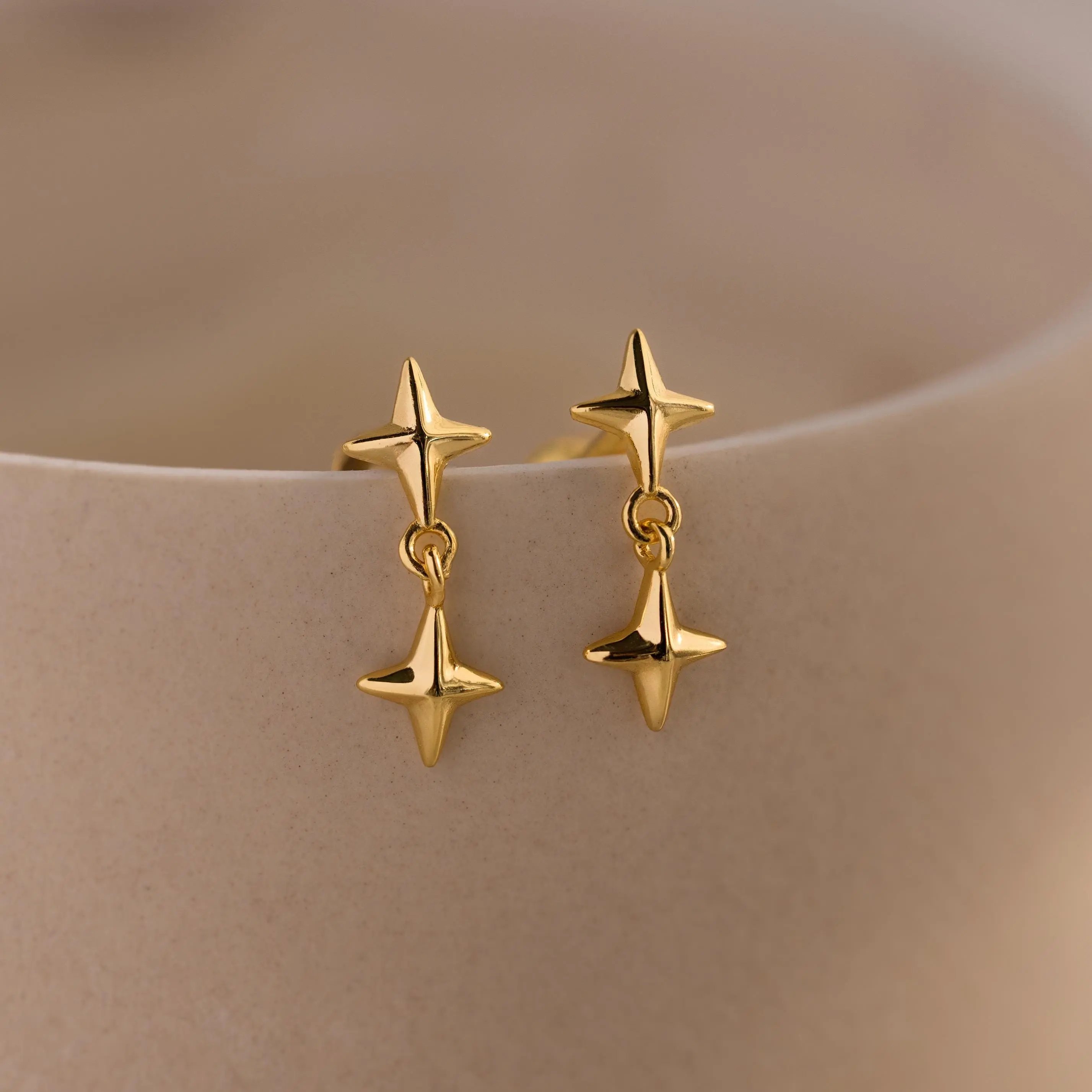 Star Drop Flatback Studs by Caitlyn Minimalist - Dangling North Star Stud Earrings - Celestial Jewelry - Best Friend Gift