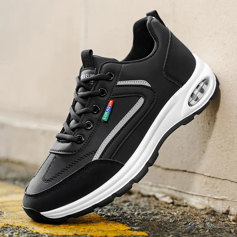 Men's Casual Sports Sneakers | Waterproof PU Leather & Non-Slip Air Cushion Shoes for Office Workers & Students | Perfect for Daily Commute & Outdoor Walking