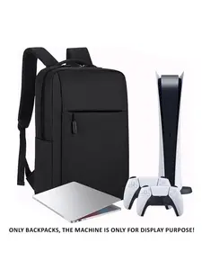 Game Console Backpack, Large Capacity Game Console Storage Bag with Game Console Holder, Travel Bag for PS5/Slim/Pro Console, Console Accessories, Casual Travel Backpack