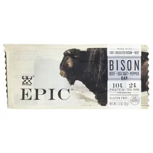Epic Bar Bison Bar, Beef + Salt + Pepper, 1.3 oz (37 g)