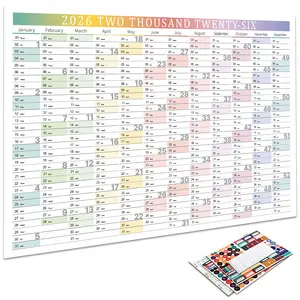 2026 Daily Planner Calendar with 2pcs Stickers, 1 Set Modern Creative Wall Calendar Poster, DIY Wall Calendar for Living Room Bedroom Office Decoration
