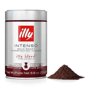 Illy Intenso Ground Espresso Coffee Bold Roast 100% Arabica No Preservatives 8.8 Ounce Pack of 1 Classic Italian Blend