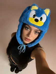 Autumn Winter Fashion Beanie Hat, Warm Fun and Distinctive Cartoon Embroidery Pattern, Unisex Fitted Plush Cap with Ear Protection, Street Style, Fall & Winter, Warmth Retention, Embroidery Trendy Hat