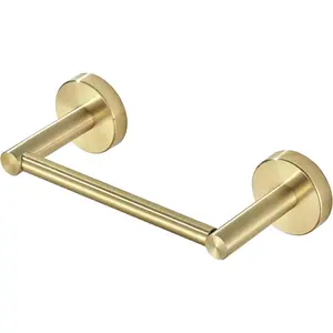 Gold Paper Holder, Paper Roll Holder Brushed Gold TP Tissue Wall with Post Pivoting SUS304 Stainless