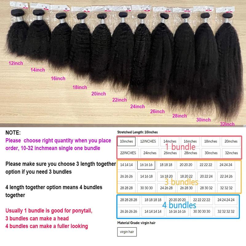 Msgem Hair 15A Kinky Straight 100% Human Hair Bundles Peruvian Raw Virgin Hair 12-32 Inch Yaki Straight 1 Bundles Lot Weave Hair Extensions