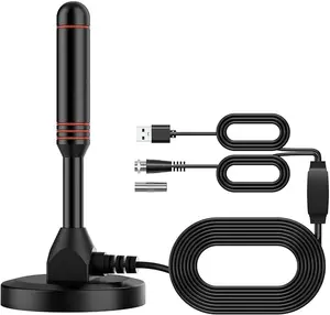 Digital TV Antenna DVB-T2 Portable Indoor Outdoor TV DTMB Antenna with Magnetic Base with 5m Cable,USB and tv Male Connector