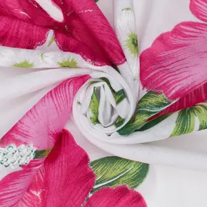 Hibiscus Floral Chiffon Voile Fabric|100% Polyester 58"—Sold by the Yard
