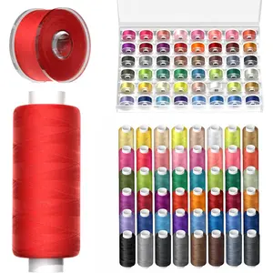96Pcs Sewing Kit, 48 Colors 400 Yards/Spool, [Top Durability with 4-Ply Tight-Twist] AAA-with Prewound Bobbins, Sewing for Hand & Machine Sewing