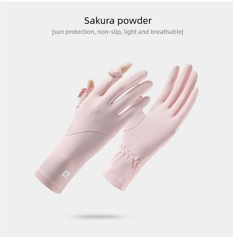 UPF50+ UV Protection Gloves with 98% Sunscreen Rate Long Wristband 26cm Anti-slip Palm Finger Flip Design for Outdoor Activities