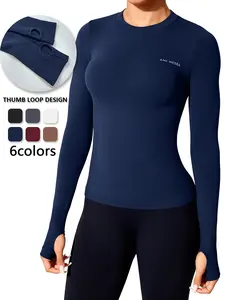 Women's Running Training Gym Workout Long Sleeve T-Shirt, Thumb Hole Yoga Tight Fit Sport Top, gym tops, High Stretch Quick Dry Yoga Clothes, athletic sports clothing