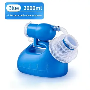 2000ML portable urinal with 62.99in extendable catheter, thick and odor resistant large capacity urinal, easy to wake up at night, suitable for the care of the elderly and children Hygienic Camping Toilet Lightweight Soft Towel