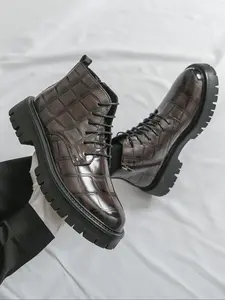 Men's High Top Boots with Thick Sole, Height Increasing Design, Stylish Casual Footwear for Men, Perfect for Daily Wear & Outdoor Activities