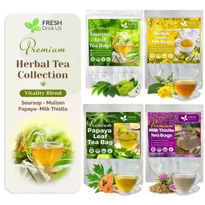 FreshDrinkUS Premium Herbal Tea Collection Vitality Blend Soursop Mullein Papaya Milk Thistle