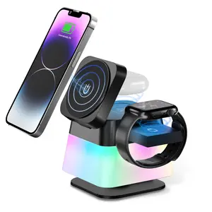 3 in 1 Cube Wireless Charger, Foldable Charger Stand, 15W Fast Wireless Charging Station for iPhone 16/15/14/13/12 Series, Apple Watch, AirPods Chargeable Electronic Gadgets
