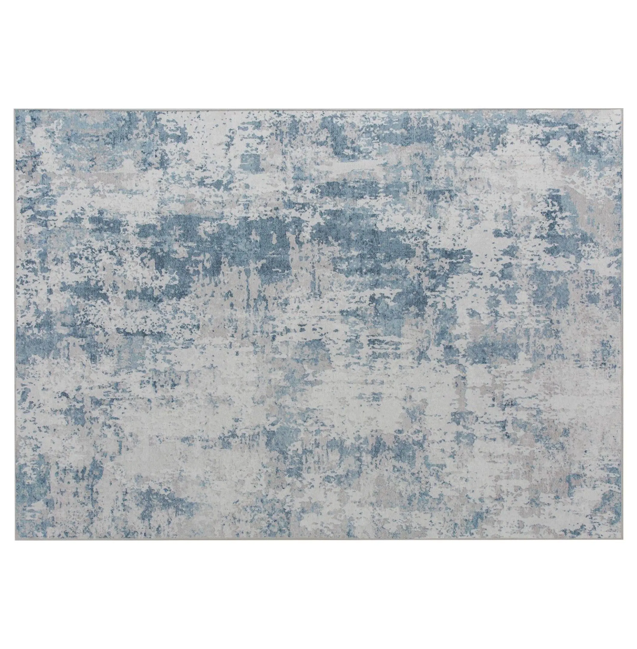 Area Rug 5x7 Washable, Non-Slip Modern Abstract Rug for Living Room Bedroom - Blue Chenille Carpet Default Title