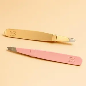 Precision Eyebrow Tweezer Gold & Pink Stainless Steel Tip for Flawless Brow Shaping Ergonomic Grip Professional & Home Use Cosmetic Tool Cosmetics Makeup Tools