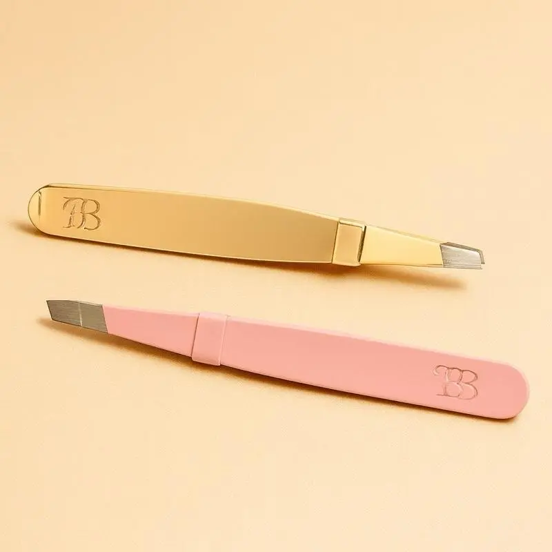 Precision Eyebrow Tweezer Gold & Pink Stainless Steel Tip for Flawless Brow Shaping Ergonomic Grip Professional & Home Use Cosmetic Tool Cosmetics Makeup Tools