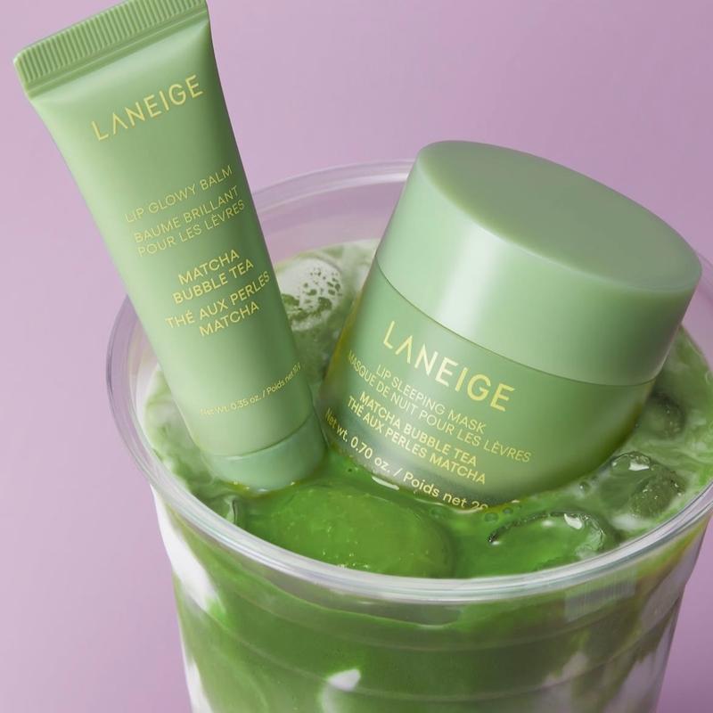 Laneige Bubble Tea Lip Sleeping Mask, Matcha + Taro, Moisturizing, Glossy, Lip Mask, Korean Lip Care