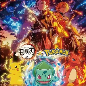 Pokemon x Demon Slayer Polaroid card 3x Cards
