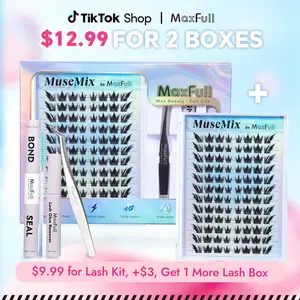 MaxFull MuseMix Manga Lashes |Snatched Fox Eye & Soft Puppy Eye Dual-Effect Eye Styling Lash Clusters| Spiky & Defined Anime Look cluter lashes|  Lightweight for Bigger, Sharper Eyes | Easy DIY, Beginner-Friendly lash cluster, Long-Lasting Up to 10 Days