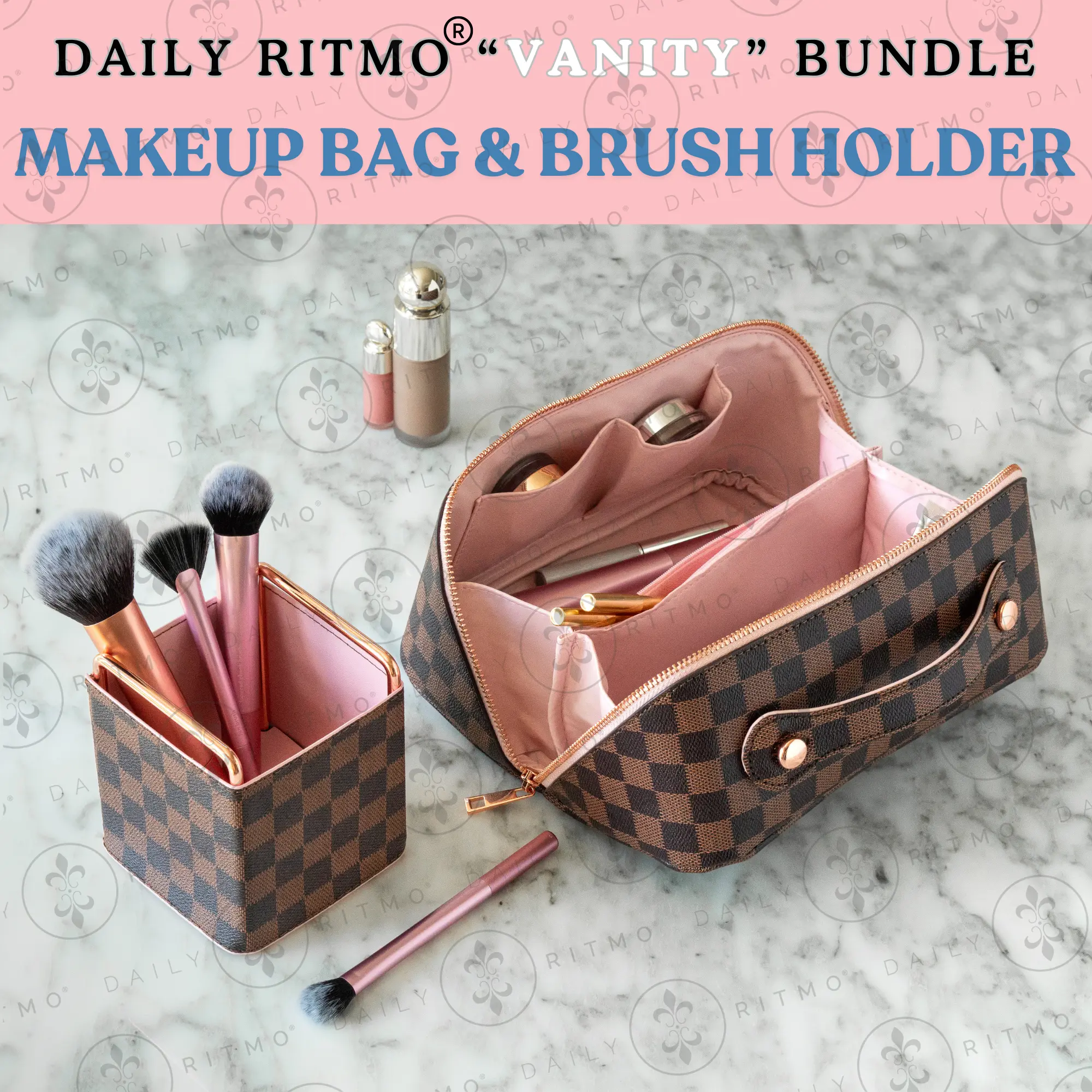 DAILY RITMO "Vanity" Bundle | Makeup Bag & Makeup Brush Holder