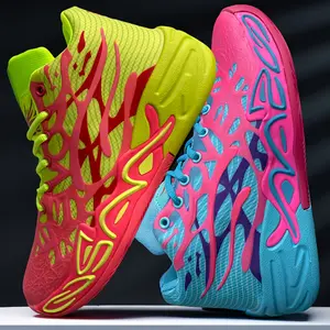 [1 Pair Colorful Basketball Shoes] 1 Pair Men'S Colorful Mid-Top Basketball Shoes, Sports Style, Round Toe, Breathable Fabric Upper, Shock-Absorbing Rubber Sole, Casual Streetwear Sneakers for Hiking & Daily Use, All-Season Comfort