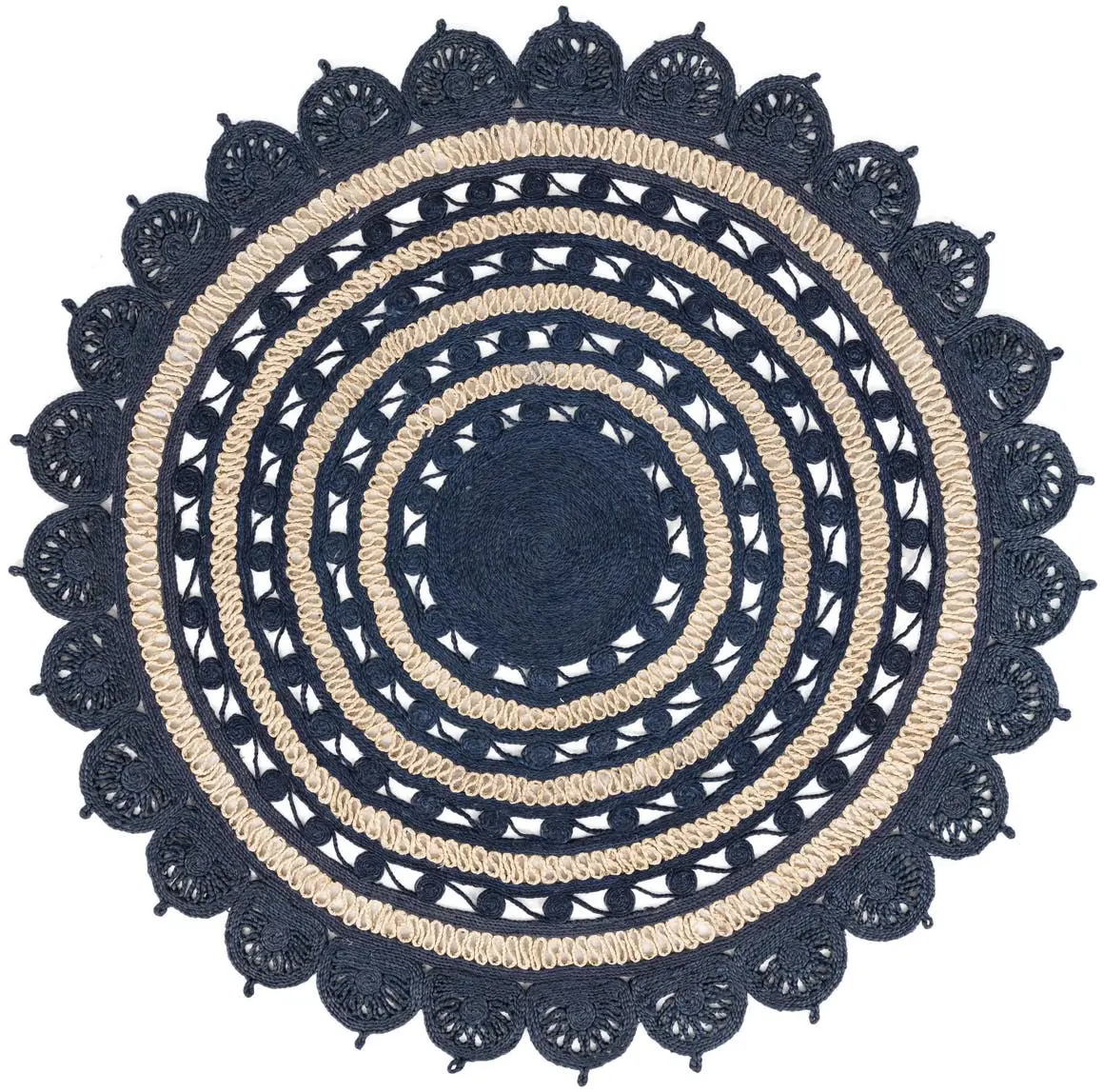 Navy Blue and White 7' 10 x 7' 10