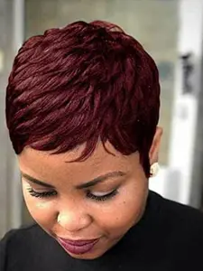 Short Burgundy Pixie Cut Wigs, Curly Bob Wig, 99j Wine, All-Season Wear, Perfect for Daily Use & Stylish Looks