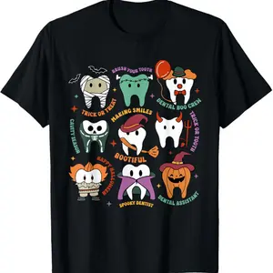 Halloween Dental Boo Crew Dentist Costume Teeth Women Men T-Shirt, Comfortable Classic Fabric Relaxed Fit Casual Fashion Lover For Men Women Unisex TShirt Cotton Menswear