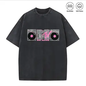 100 Percent Cotton Oversized Streetwear Style T Shirt Music Television Turntable Design Summer Casual Wear For Music Lovers And Trendy Gift For Friends