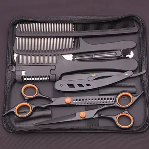 Professional 6inch Japanese Steel Hairdressing Knife Set - 3-piece set, includes scissors, razor comb, and detangling apple comb, suitable for hair salons/home use
