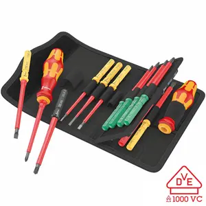 Wera VDE Insulated Reduced Shaft Diameter Blade-Holding Screwdriver Set (17 Piece)