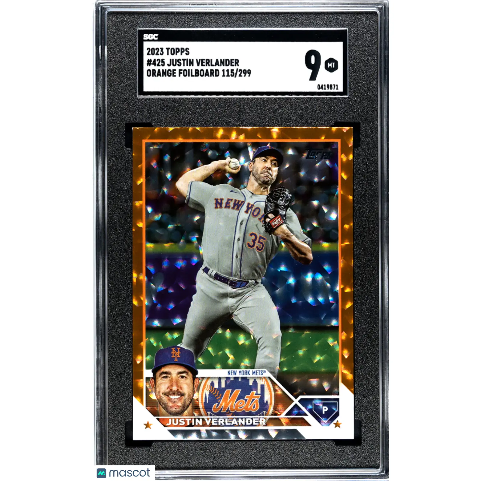 Justin Verlander SGC 2023 Topps #425 Orange Foilboard Baseball 9