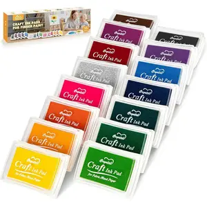 15 Colors Craft Ink Pads, Washable Finger Ink Pads for  for  DIY, Paper,  Fabric, Scrapbooking, Rubber