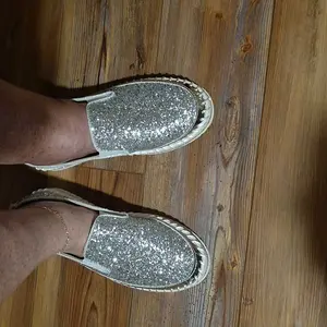 Women's Fashionable Glitter Rhinestone Decorated Slip on Loafers, Casual Comfortable Low Top Shoes for Daily Wear, Lightweight Breathable Shoes for Women & Girls