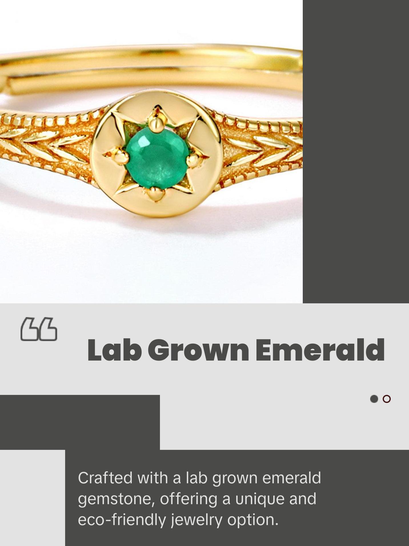Emerald Sun Stamp Adjustable Ring