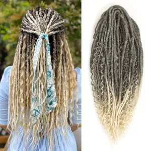 15 Strands 22" Long Dreadlock Extensions - Voluminous Afro Curly/Kinky Synthetic Hair with Double Ended Natural Look for Women & Men, Easy to Style with Curling Irons/Flat Irons  - Low Maintenance Bohemian Hairstyle for All Light Beige Tones & Ethnicities
