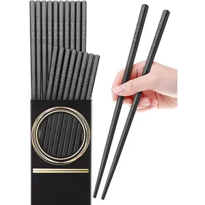 10 Pairs Reusable Japanese Chinese Chop Sticks, Non-Slip, 9 1/2 inches, Dishwasher Safe, Cutlery and Tableware