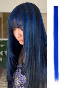 Lehanhair 3pcs Women's Trendy 20inch Long Straight Synthetic Clip-in Hair Extensions, Natural Fluffy Striking Hair Extensions for Highlight, Fashionable Hair Pieces for Daily & Party Decoration, Synthetic Hairpieces