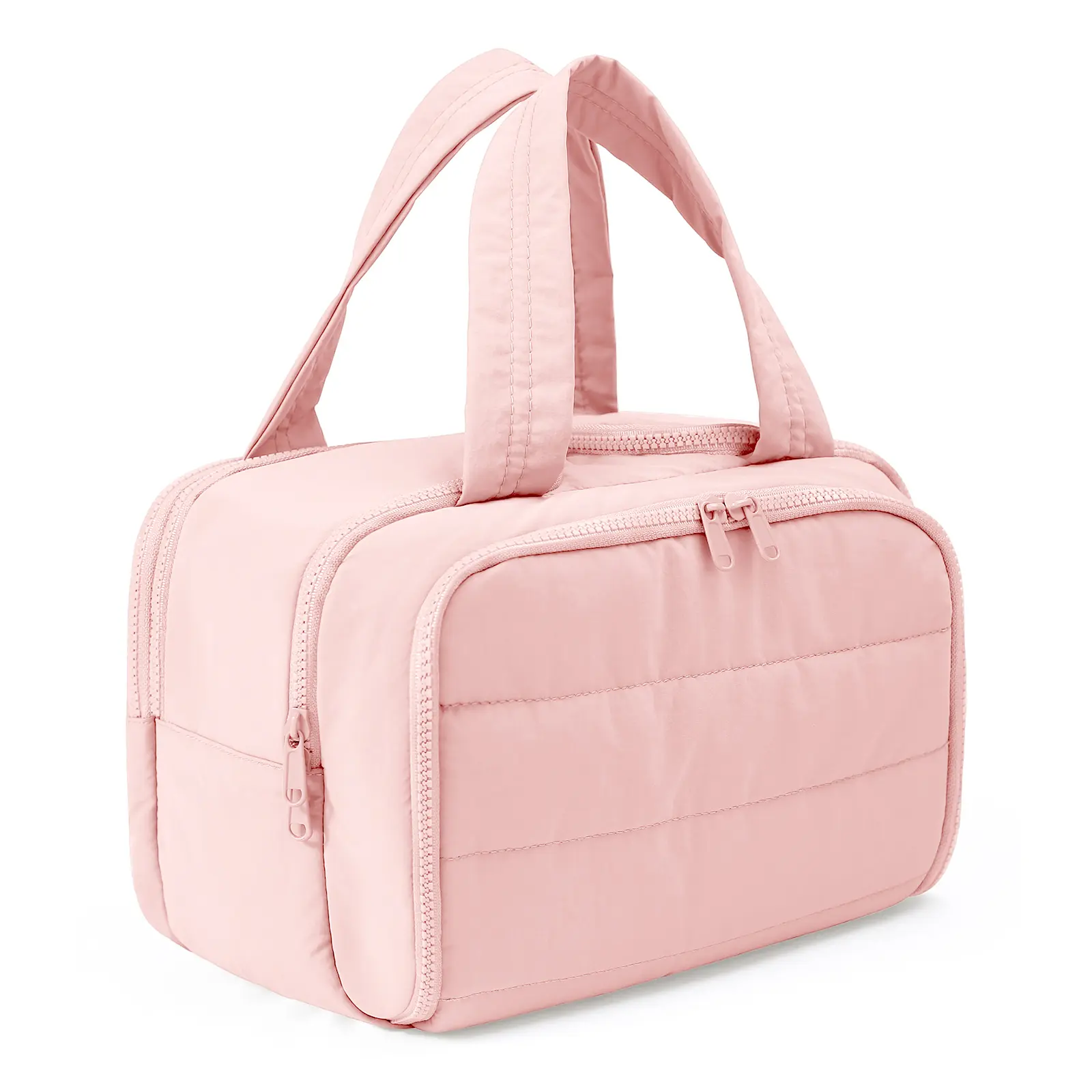 Lightweight Travel Toiletry Bag for Women with Wide-Open Design, Large Puffy Makeup Organizer with Wet & Dry Separation, Multiple Compartments and Handle for Toiletries, Cosmetics & Travel Essentials