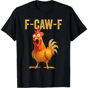Cotton Unisex Funny F-Caw-F Chicken shirts, FCAWF Chicken T-Shirt heavyweight short sleeve Men's Slim Fit Crew Neck T-Shirts