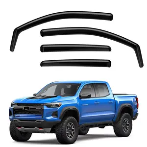 4PCS Window Visors for 2023-2025 Chevrolet Colorado; 2023-2025 GMC Canyon, Crew CAB ONLY  Smoke Tinted Acrylic Tape-On Vent Shade Rain Sun & Wind Deflector Black Car Accessories