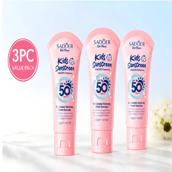 SADOER Gentle Kids Mineral-Based Sunscreen - Calendula Infused, SPF50+, for Daily Outdoor Use Sunscreen Spray Sensitive Sheer SPF 50 Sport Sunscreen Lotion Classic Whip Mini Sunscreen
