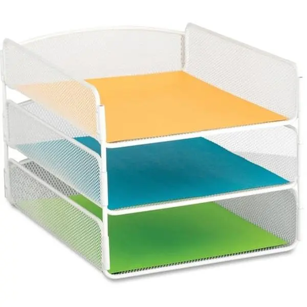 Safco Onyx Series Rectangular Letter Tray, White, Sturdy Mesh Desk Organizer, 2.25 lbs