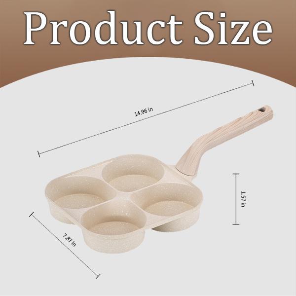 Complete Breakfast Set: 4-Cup Granite Nonstick Egg Pan with Free Spatula & Oil Brush – Your All-in-One Omelette & Pancake Maker Multifunction Non-Stick Egg Frying Pan