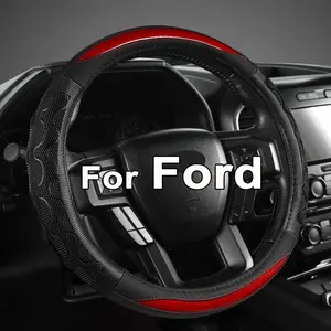 Car Steering Wheel Cover For Ford F150, F250, F350 and Expedition, 15.5-16 Inches, Red