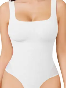Women's Shapewear Bodysuit, High Elasticity Ribbed Material, Smooth Comfortable Breathable, Slimming Underwear for Daily Wear, Body Shaper