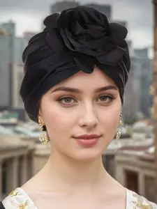 Women's Casual Fashion Large Flower Ball Headscarf Hat Sleep Cap, Stylish and Comfortable, Perfect for Daily Use, 1 Piece