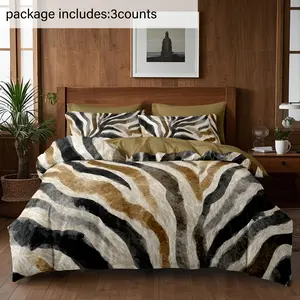 Digital Print Sheet Set Includes One Fitted Sheet and Two Pillowcases, Unique Zebra Design, All-Season Comfortable Bedding, Bed Sheets Set