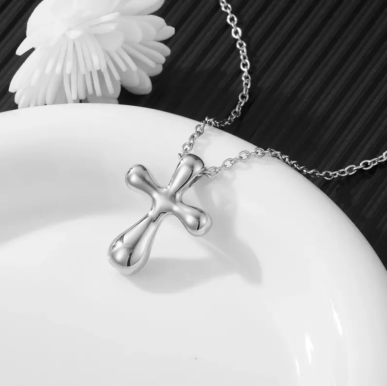 Stainless Steel Cremation Keepsake Creative Cross Design Pendant Necklace